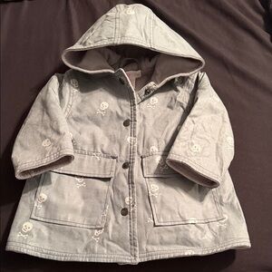 Amy Coe Gray Skull Print Kids Rain Jacket